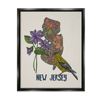 Stupell Industries New Jersey Detailed Pattern Graphic Art Jet Black Floating Framed Canvas Print Wall Art, Design by Valentina Harper