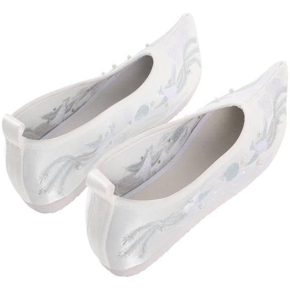 HONMEET Women's Wedding Embroidered Fabric Shoes Vintage Style 1 Pair