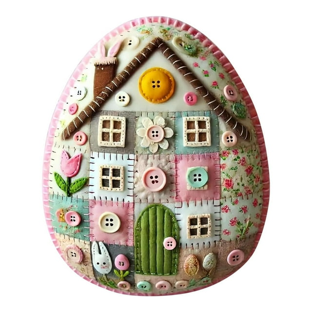 E Easter Themed Embroidered Egg Ready To Use Decor For Parent Interaction Home Celebration Gift