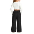 thumbnail image 4 of Ruyang Girls Wide Leg Sweatpants High Elastic Waisted Joggers Drawstring Pockets Baggy Denim Pants Teens Girls Y2k Streetwear Jeans, 4 of 9
