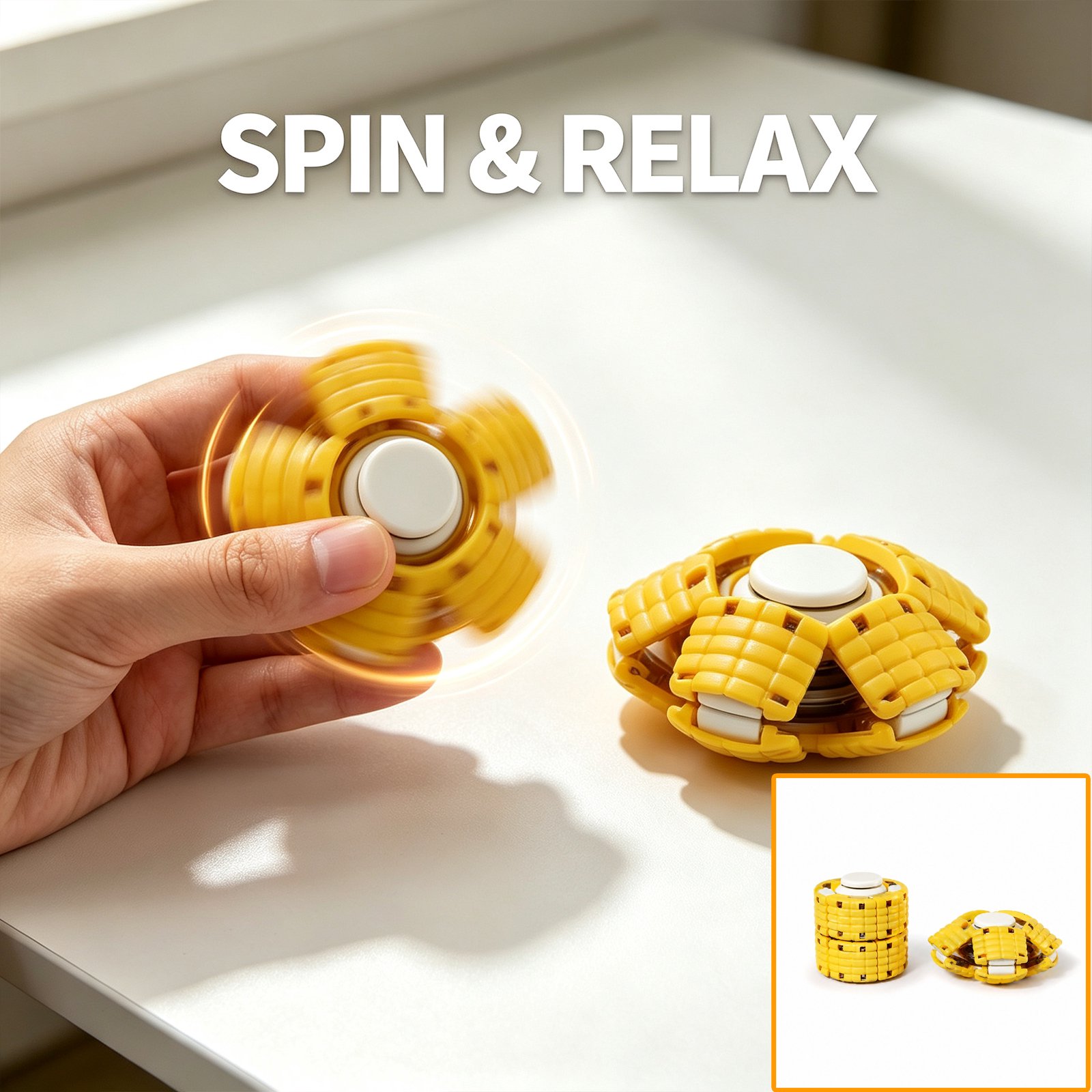 Autism Fidget Corn Fidget Spinner Toys Smooth Plastic Rotating Finger Spinner Portable Sensory Calming Toy for Kids Adults Birthday Party Favors