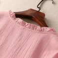 thumbnail image 4 of Women's Fashionable Casual Solid Color Cotton And Linen Top Shirt Button T Shirt, 4 of 5