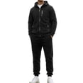 thumbnail image 2 of Men's Hoodie and Sweatpants Set 2 Piece Track Suit Fall Winter Casual Outfit with Hooded Sweatshirt and Jogger Pants With multiple pockets Black L, 2 of 5