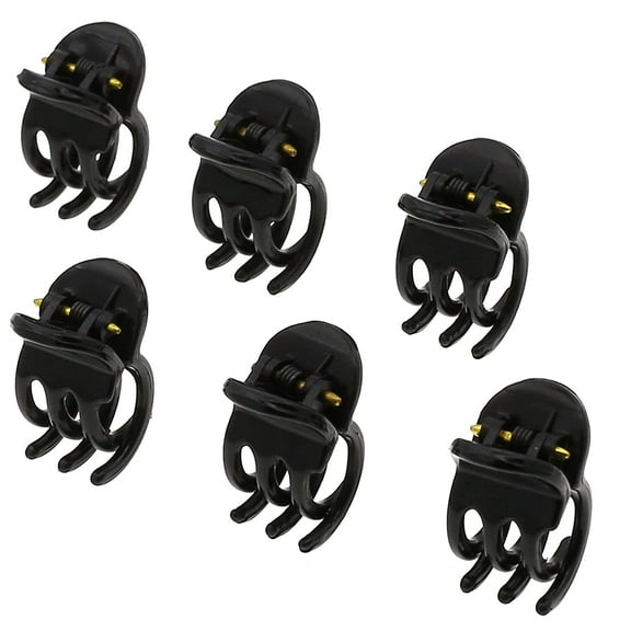 Paris CP2392 French Hair Clip for Women, Set of 6 Extra Small Black, Girls Hair Claw Clip Jaw Fashion Durable Styling Hair Accessories for Women, Ladies Strong Hold Grip Clamp, Made in France