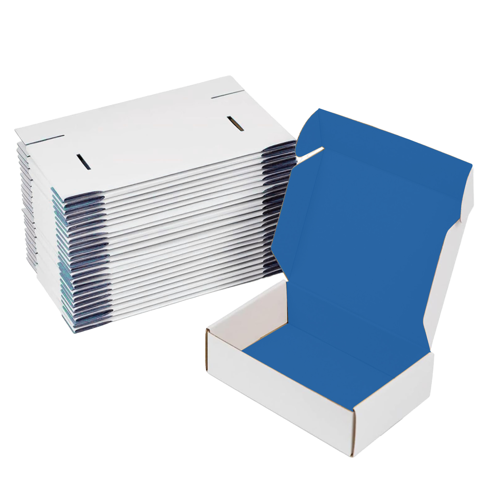Ucanpack Corrugated White (Blue Inside) Medium Mailer Box ECT-32 Heavy Duty Moving Box , 8 x 4 x 4" - 50 Pcs