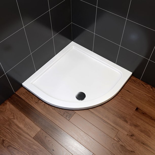 ELEGANT Quadrant Shower Tray 800 x 800 mm White Corner Stone Shower