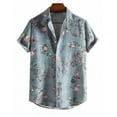thumbnail image 2 of RYRJJ Mens Casual Hawaiian Shirt Short Sleeve Button Down Beach Cotton Linen Shirts Tropical Floral Shirts(Blue,XL), 2 of 4