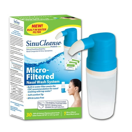 Micro Filtered Nasal Wash System Sinus Cleanse and Cleaning Saline Irrigation Flush System 30 CountFILTERED; each unit comes complete with a.., By