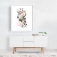 thumbnail image 2 of Zebra, Jungle Animals, Safari Animals, Bubble Gum, Pink Flowers, Girl Nursery - Illustration Watercolor Floral Animal Humor Whimsical White Framed Wall Art Print 8 x 10 inches, 2 of 3