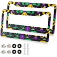 thumbnail image 2 of Coolnut 2Pcs License Plate Frames Mardi Gras Universal Aluminum License Plate Holder Cover Rust-Proof Car Tag Frame with Screw Caps Home Decor, 2 of 7