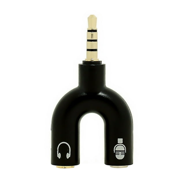 Bearachild Adaptador de Audio de 3,5mm tipo U 2 en 1 conveniente conector estéreo convertidor de sonido externo micrófono accesorios de Cables de audio/vídeo negro