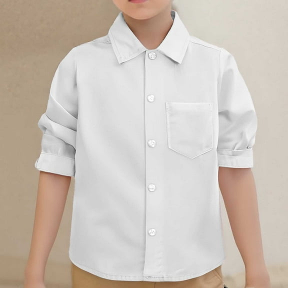 Kid Boys Button Down Shirts Graduation Shirts White Polo Shirts For Boys Boys Collared Shirts Size 8-9 YearsFormal Outfits