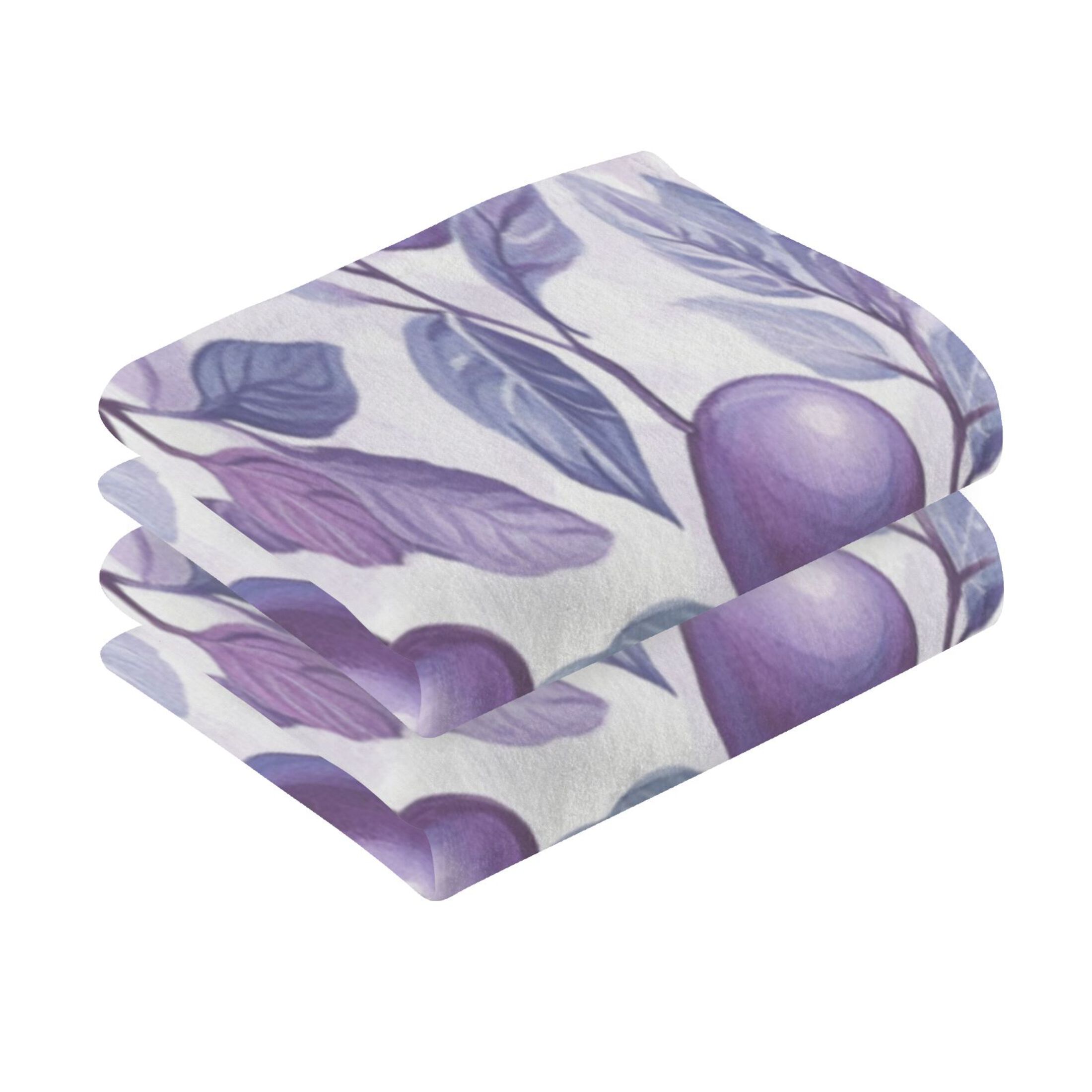 Cotton Towel Two-Piece 16x28 Inch One Sizex2 Face Towel Set Towel Set Cotton Hand Bath Towel Bathroom Beach Large Purple Plum