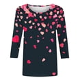 thumbnail image 5 of Women 3/4 Sleeve Shirts Tops Casual Heart T-Shirts Loose Plus Size Blouse Summer Tunic Top Outfits, 5 of 5