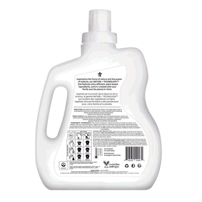 ATTITUDE nature+ technology Détergent Lessive - Sans Odeur - 40 Brassées 2 L