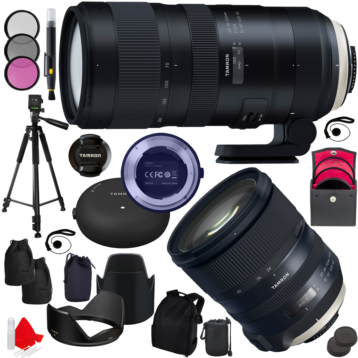 Tamron Sp 70 0mm F 2 8 Di Vc Usd G2 And Sp 24 70mm F 2 8 Usd G2 Lens For Nikon Mount With 77mm Filter Sets Plus Tripod Accessories Bundle Walmart Com Walmart Com