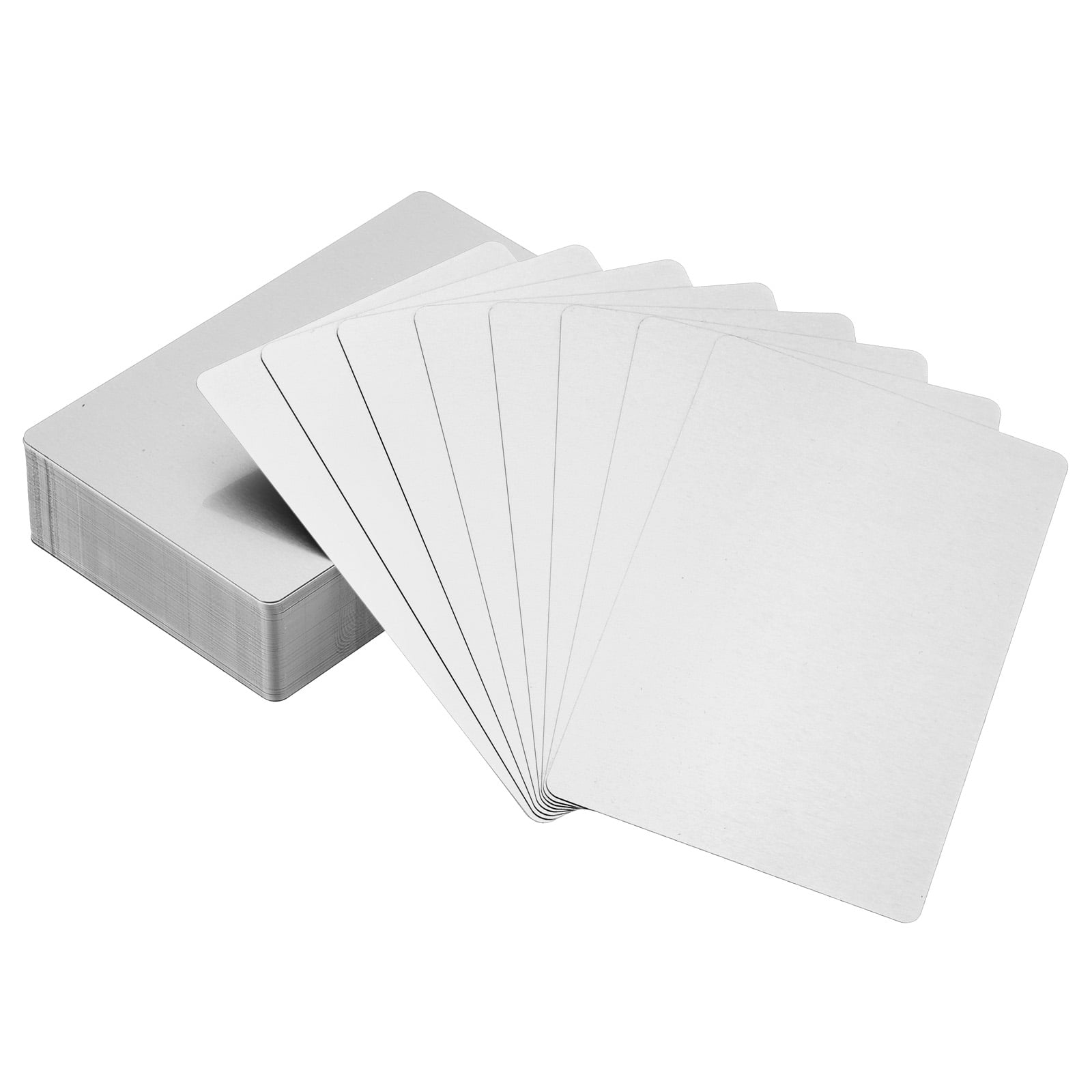 0.21mm Metal Business Cards Blank Laser Engraving Aluminum Name Card, Dark Blue 100 Pack Silver