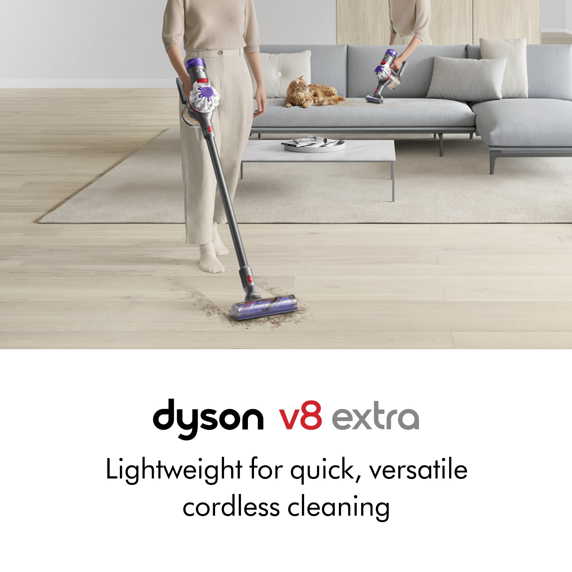 Restored Premium Dyson V8 Extra Cordless Vacuum | Silver/Nickel (Refurbished)