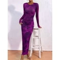 thumbnail image 6 of Women'S Bodycon Maxi Dress Fashion Long Sleeve Floral Print Tight Fitted Party Club Ruched Dresses S, 6 of 10