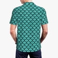 thumbnail image 3 of Balery Aquamarine Glitter Printed Men’s Short Sleeve Polo Shirt, Midweight Men's Shirt,Golf Polo shirts -X-Large, 3 of 8