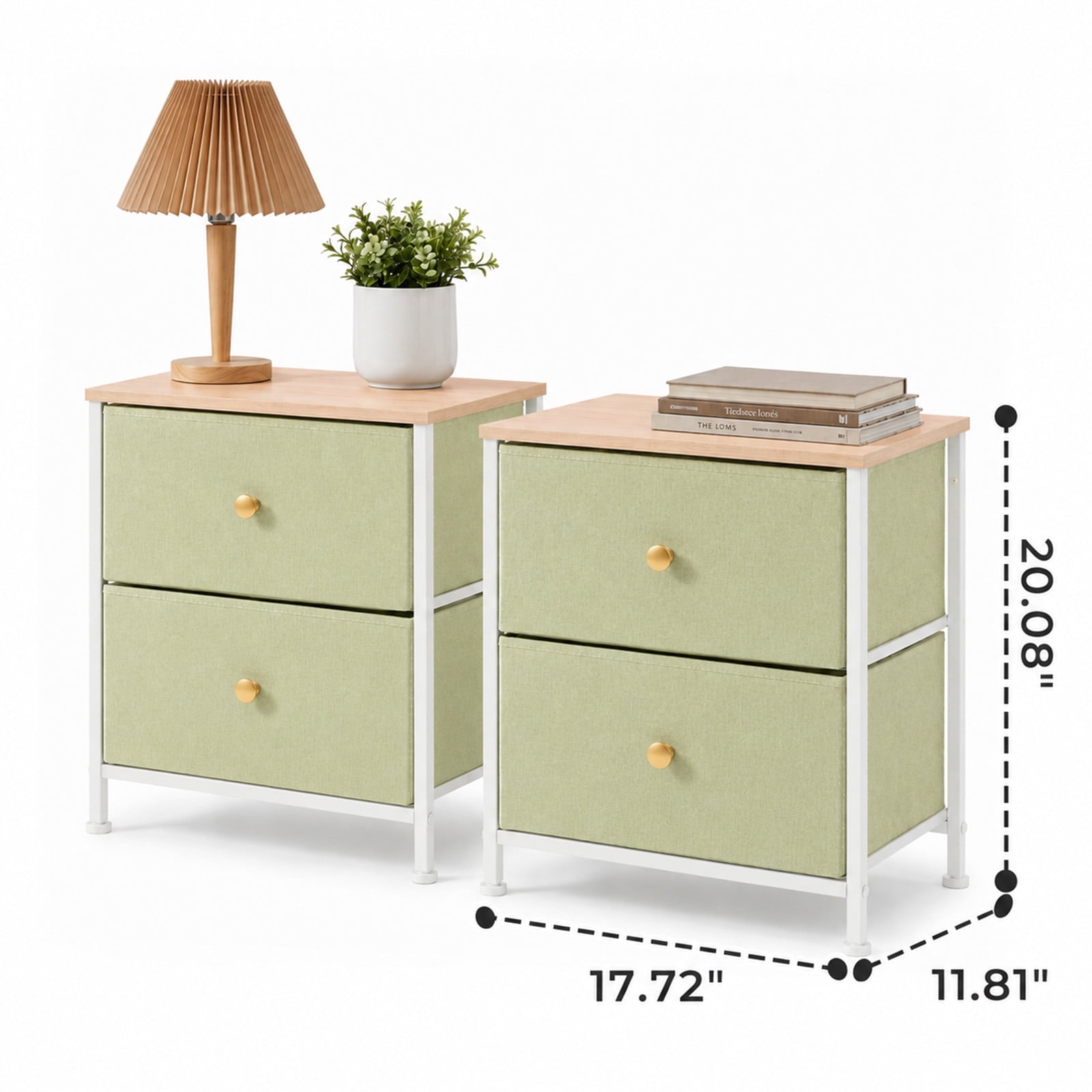 Alvantor Nightstand with 2 Storage Drawers, Small Bedside Table, Small Dresser with Sturdy Wooden Top for Daily Essentials, Compact Nightstand for Bedroom and Small Spaces