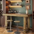 thumbnail image 4 of Tribesigns 63 -inch Farmhouse Bar Table with Metal Footrest, Wooden Home Pub Table with Sturdy X-Base for Dining Room, Kitchen, Living Room, 4 of 7