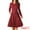 Wine Red, variant on DARING DIVA Puff Long Sleeve Tie Waist Knee Length Dress S Wine Red
