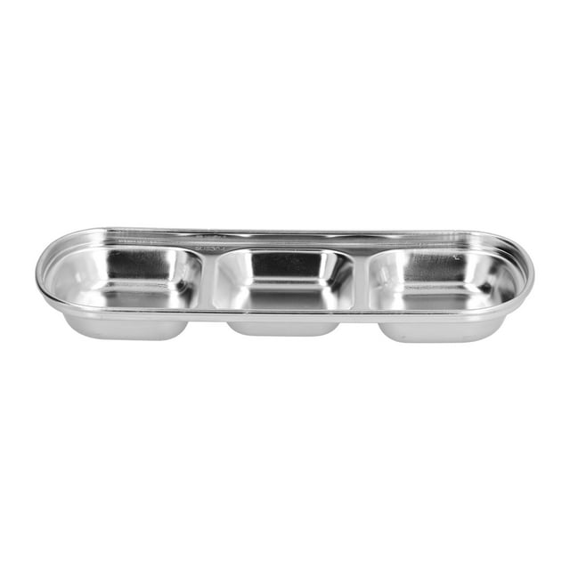 Plato para condimentos BuyWeek de acero inoxidable dividido para bocadillos
