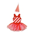 thumbnail image 2 of iiniim Girls Christmas Dance Striped Sleeveless Ballet Tutu Dress with Hat Set Red 12, 2 of 7