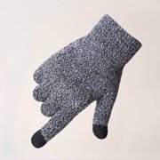 Men's Warm Knitted Winter Gloves with Touchscreen Compatibility, Windproof and Outdoor Gloves - Model G19772AB Black White
