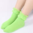 thumbnail image 2 of UJNDER Women's Crew Socks with Lace Trim Casual Solid Color Socks for Everyday Wear Green, 2 of 4