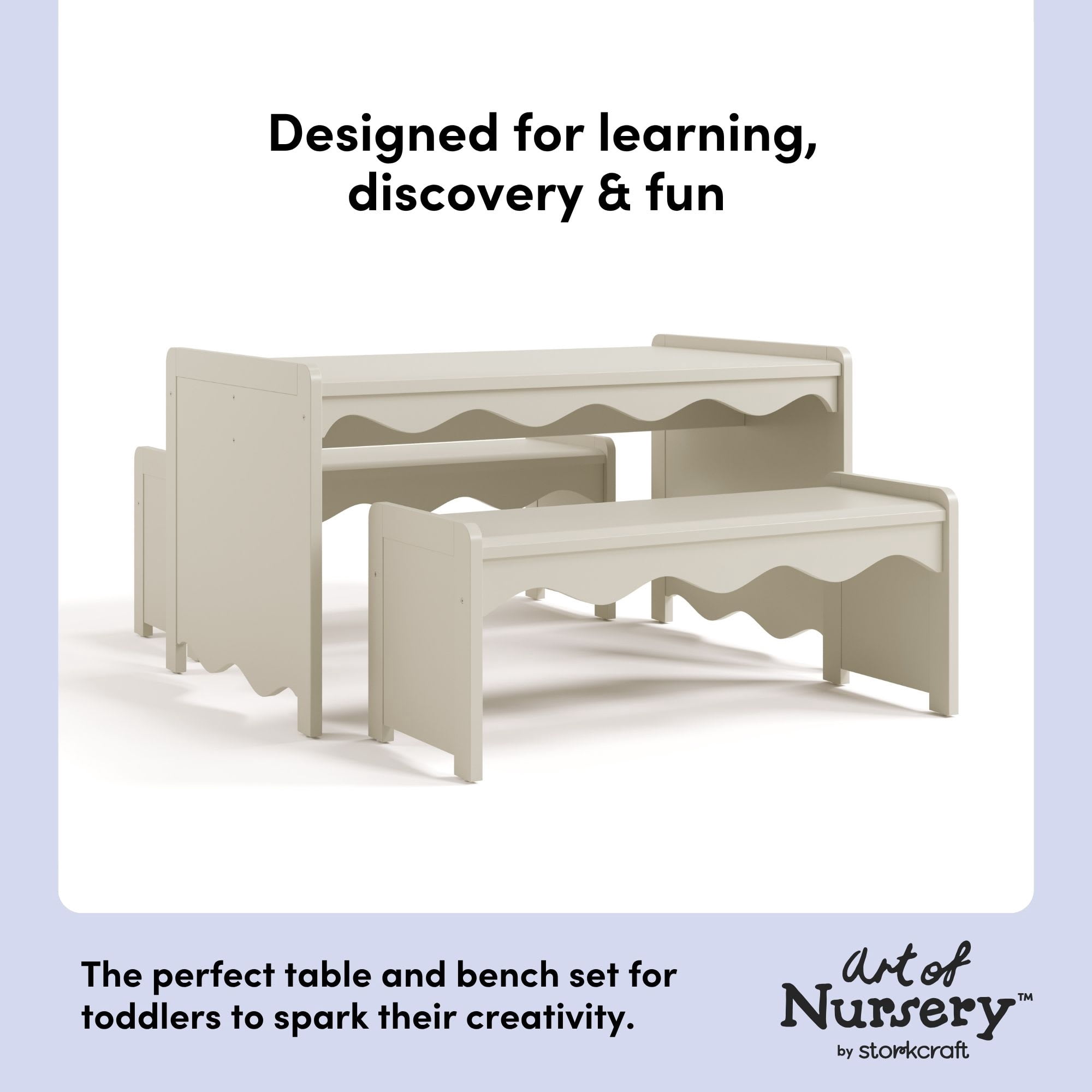 Storkcraft Casablanca Montessori Indoor Kids Table and Bench Set - Frosted Oat