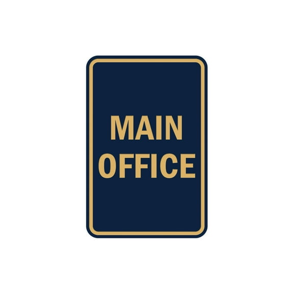 Portrait Round Main Office Sign (Navy Blue/Gold) - Medium 5" x 7"
