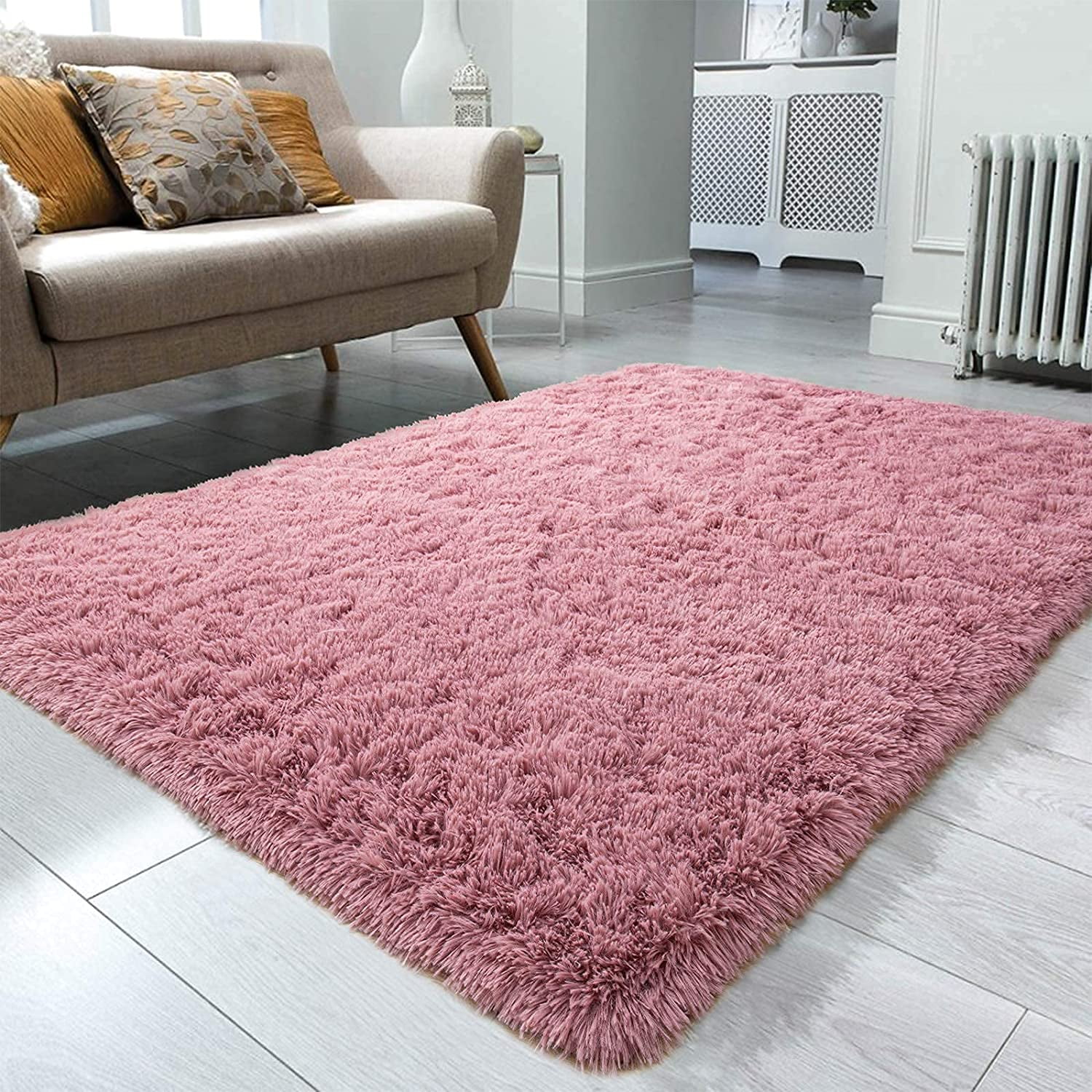 Dwelke Super Soft Fluffy Rug Fluffy Rug for Living Room Bedroom 4'x5.3