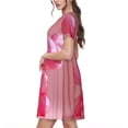 thumbnail image 2 of Lsque Robe Décontractée Imprimée Chiot Ballon Rose T-Shirt d'Été Manches Courtes Col Rond Robes Évasées, 2 of 6