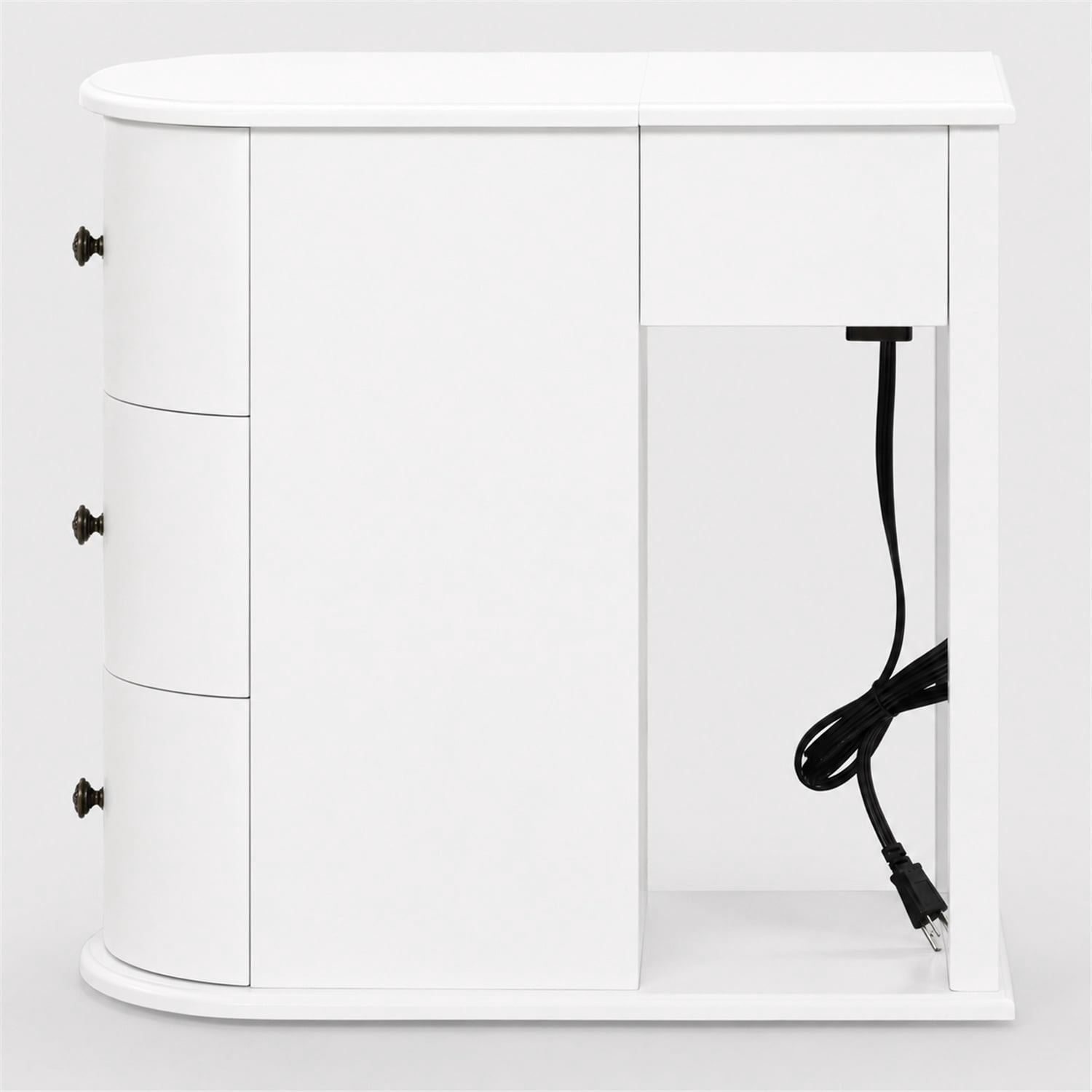 Hommoo Modern End Table with Hidden Dual Cup Holders, Built-in Charging Station, Pull-Out Side Table & 2 Deep Storage Drawers, Space-Saving Bedside Table for Bedroom and Living Room, White