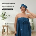thumbnail image 3 of Lunerva Wraps, Plus-Size Adjustable Bath Skirt & Quick-Dry Cap Set, Soft Coral Fleece, Secure Non-Slip Closure, Fast Drying, 3 of 6