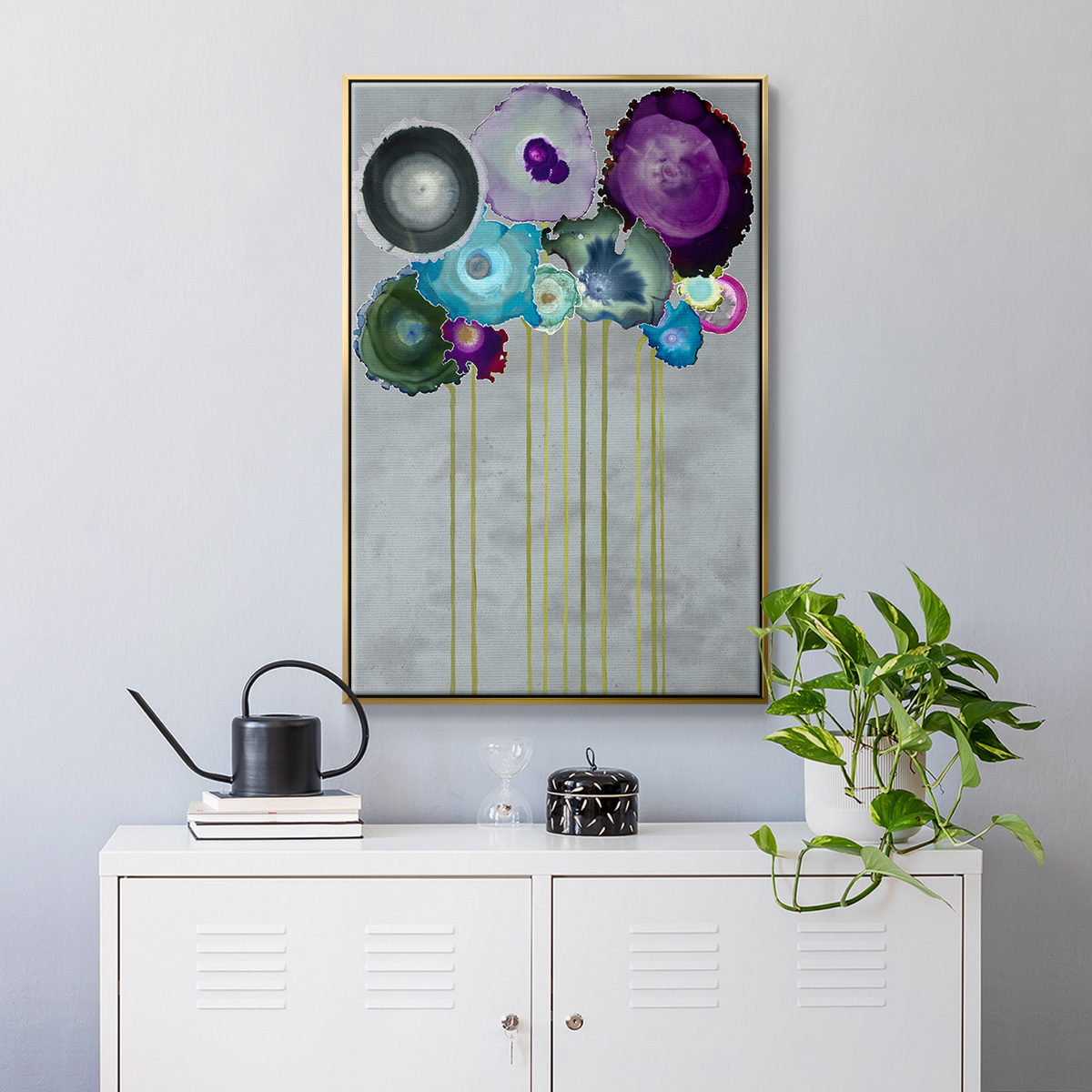 Silver Bouquet Framed Premium Gallery Wrapped Canvas - Ready to Hang - 17 x 25 - Gold Floating Frame
