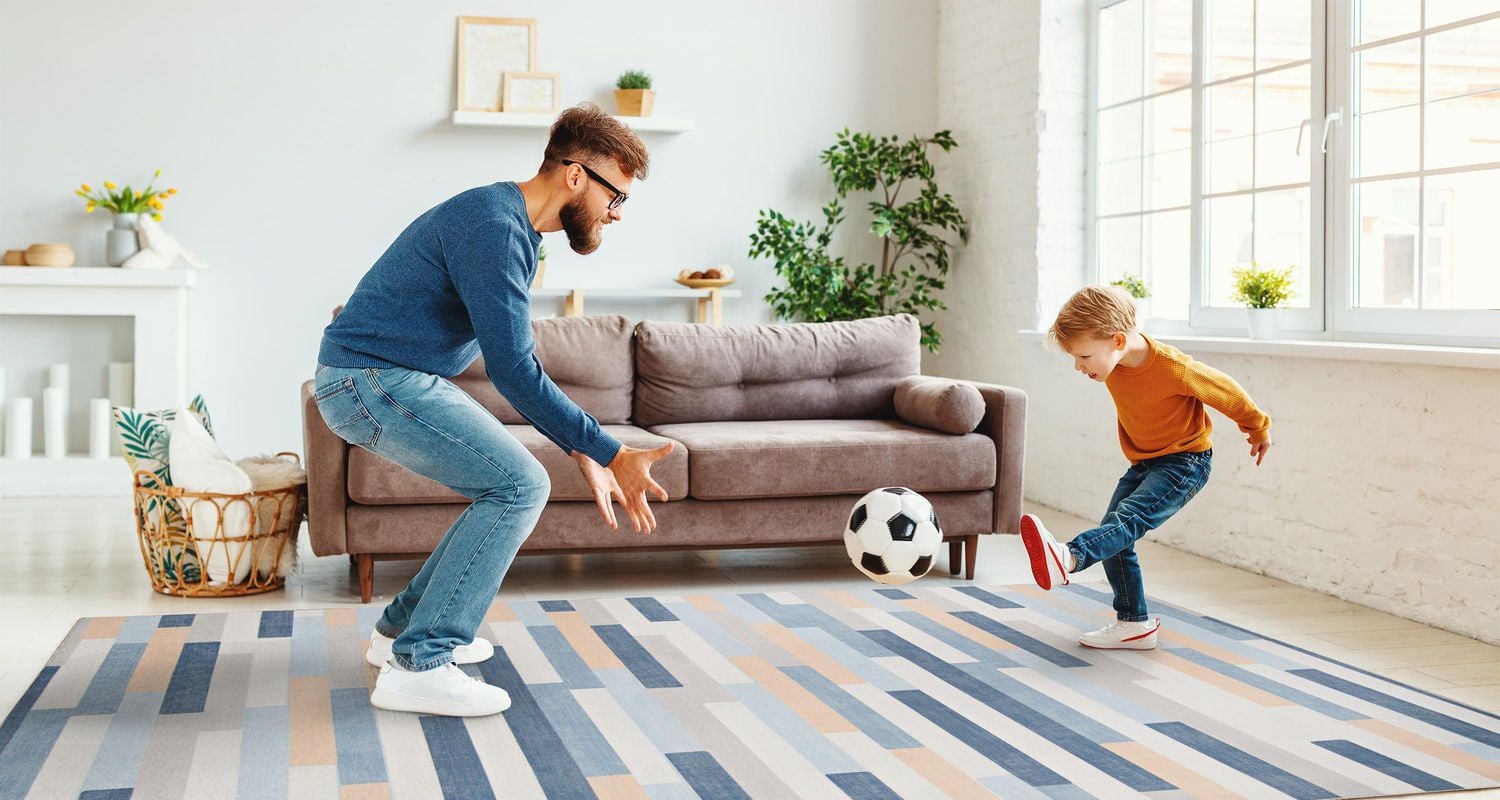 Outdoor Washable Miami Ivory & Blue 7' x 9' Area Rug