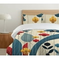 thumbnail image 4 of Ambesonne Flowers Duvet Cover Set, Modern Boho Spring Floral, Queen, Eggshell Ruby Sea Blue, 4 of 4