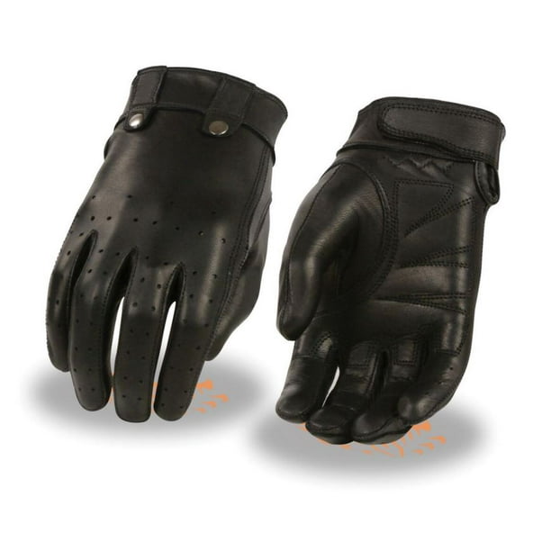 Milwaukee Womens Lined Leather Driving Gloves Gel Palm/Rivets/Straps Black