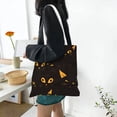 thumbnail image 2 of DouZhe Reusable Grocery Bags, Yellow Eyes Black Cats Lightweight Polyester Canvas Cloth Tote Bag for Travle Gym Shopping School, 15" x 16", 2 of 7