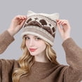 thumbnail image 4 of LRGSHF Women Cute Cat Ear Shaped Knit Hat, Vintage Cuffed Winter Hat Warm Ear Protection Pullover Cap, 4 of 4