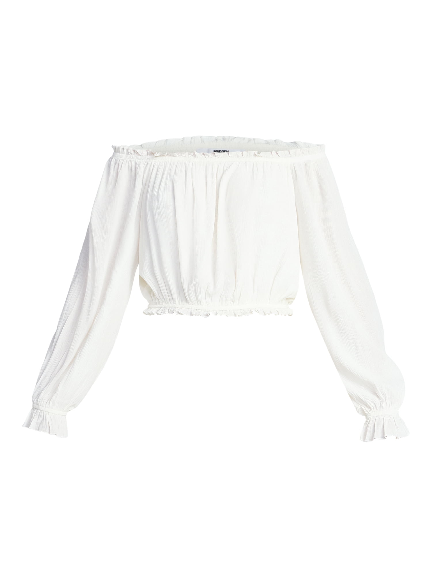 Madden NYC Women's Peasant Top with Long Sleeves, Sizes XXS-XXL