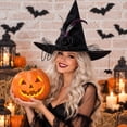 thumbnail image 3 of Witch Hat for Women Adult Witch accessories Detachable Costumes Hat Accessories for Halloween Party Supplies Black Rose, 3 of 10
