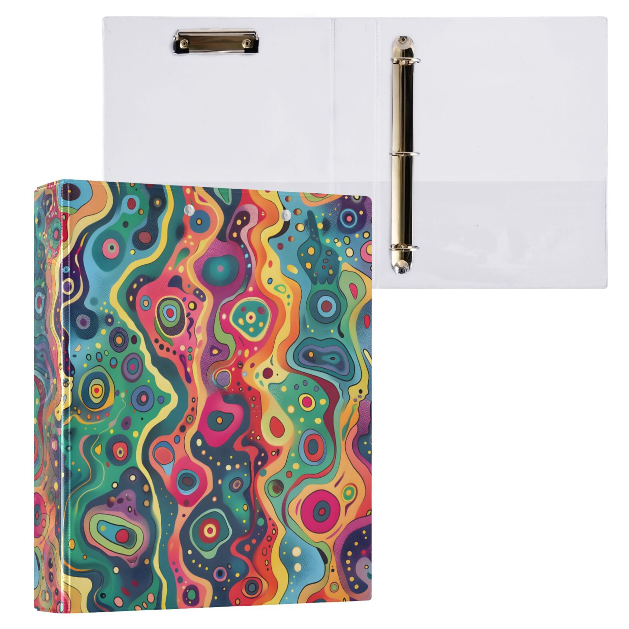 joogoo Colorful Fantasy Liquid Pattern Hardcover 3 Ring Binder 1.5" Round Rings Interior Pockets Binders Organizer 2 Pack