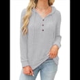 thumbnail image 3 of Sudadera con Capucha de Moda para Mujer, de Larga y Cuello en V, Informal, para Otoño e Invierno. Gris XL, 3 of 7