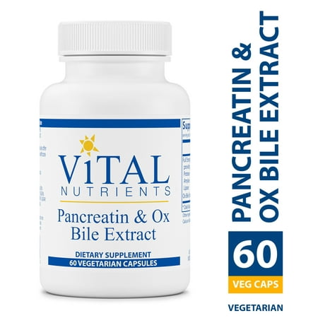 Vital Nutrients - Pancreatin & Ox Bile Extract - Natural Digestive Enzyme Supplement Suitable for Men and Women - Helps Break Down Protein, Fat, and Carbs - 60 Capsules per