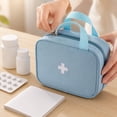 thumbnail image 4 of Light Blue Portable Handheld Emergency Carry Pouch, First Aid Bag, Travel Bag, Outdoor Emergency Kit Bag, 8X6X3.5 Inch Large Capacity Multi-Compartment Case Perfect for Organizing, 4 of 7
