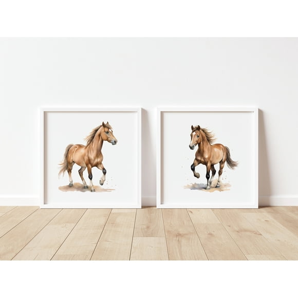 Ensemble d'Imprimé Cheval Encadré